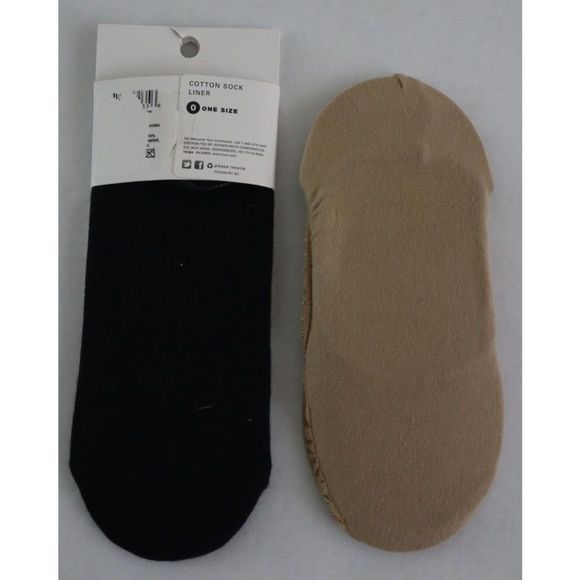 Hue Women's Size One Size Nude & Black Cotton Liner Socks - 2 Pairs - Picture 2 of 2